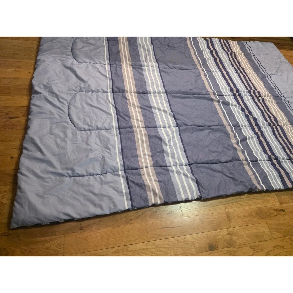 Blue‎ Gray Striped Reversible Quilted Comforter Twin XL Nautical Bedding